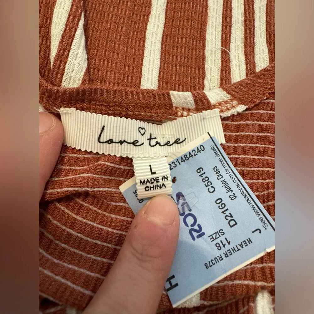 {LOVE TREE} Rust Orange Stripe Romper Jumpsuit - Picture 4 of 4